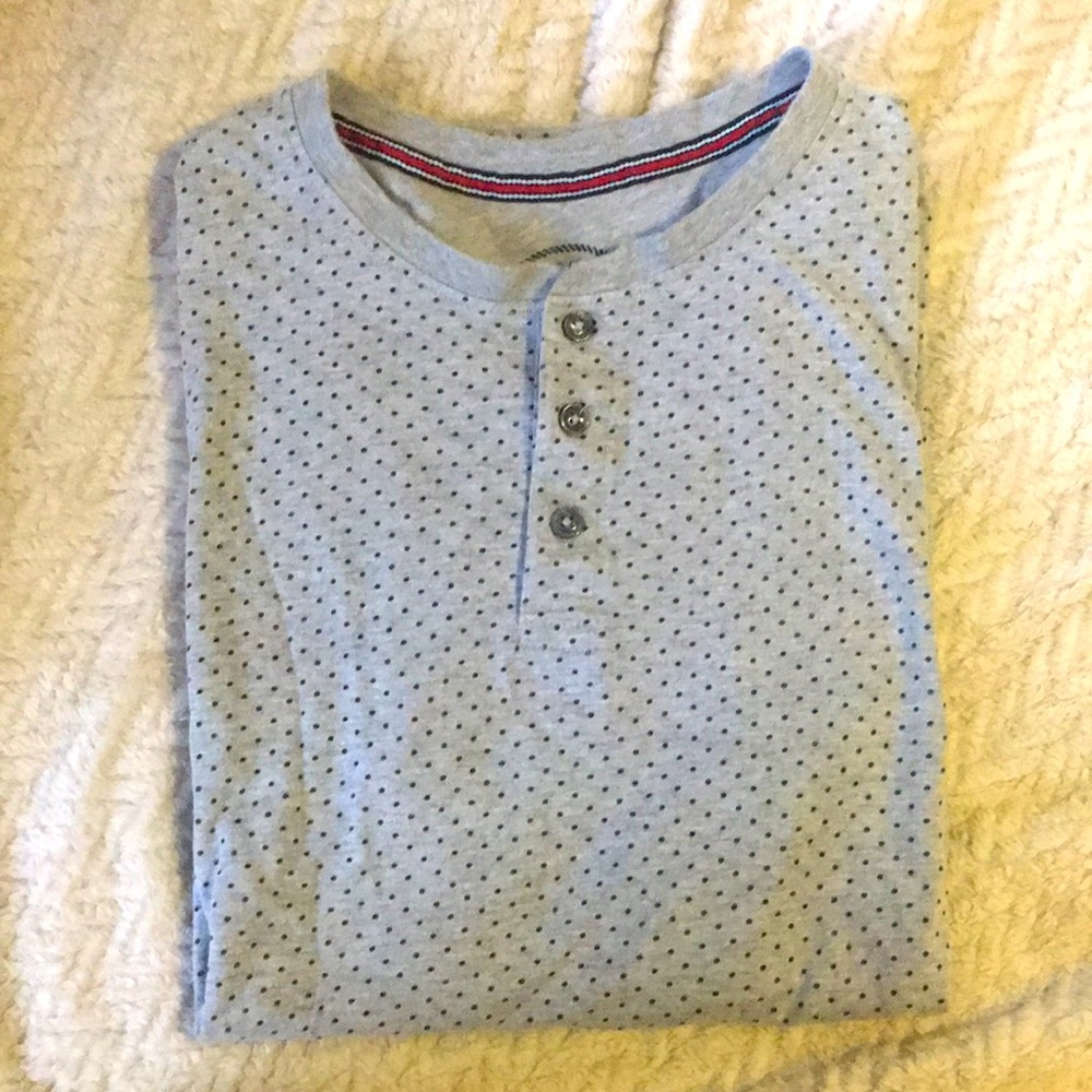 Demin & Flower Short Sleeve Henley